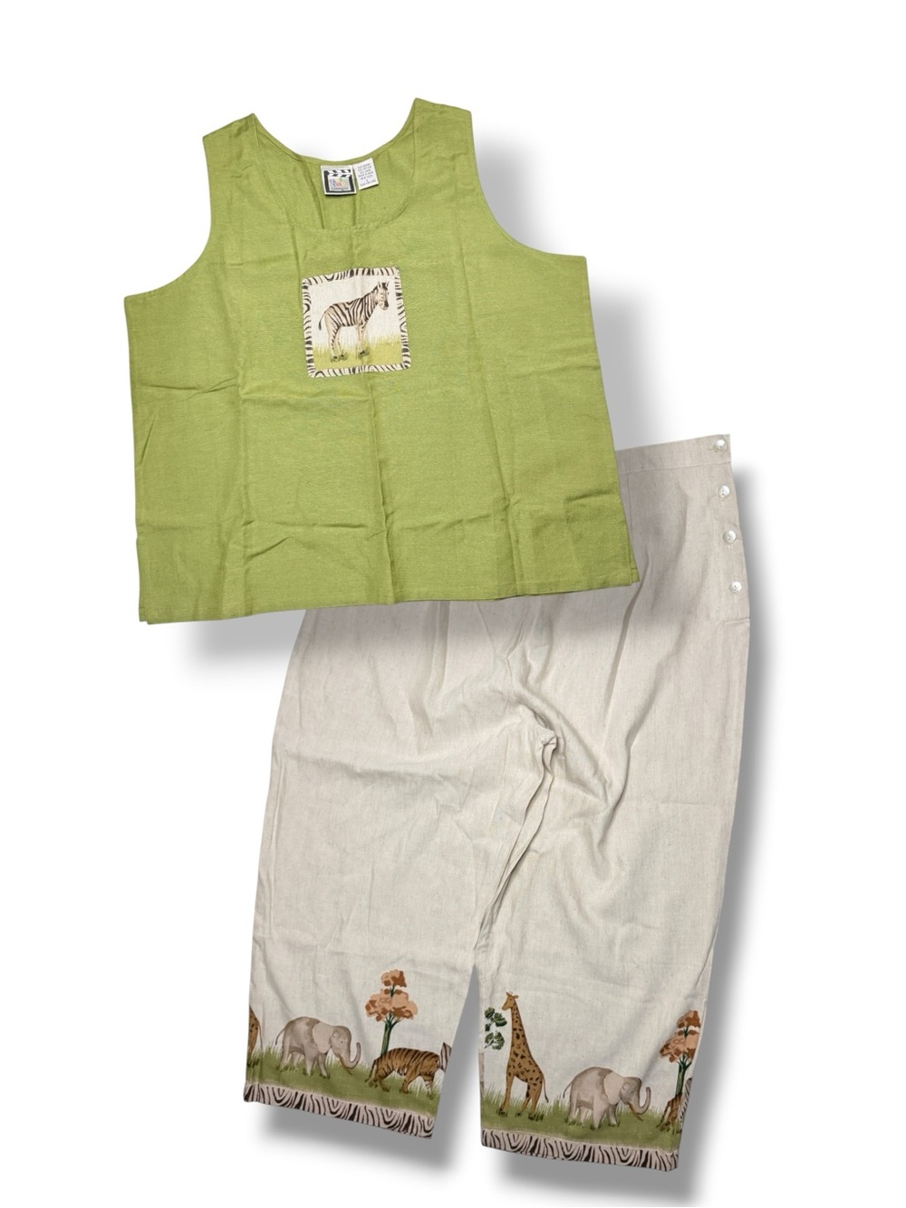 Vintage 1990s SAFARI KNIT SET Two Piece Cream Lounge Large